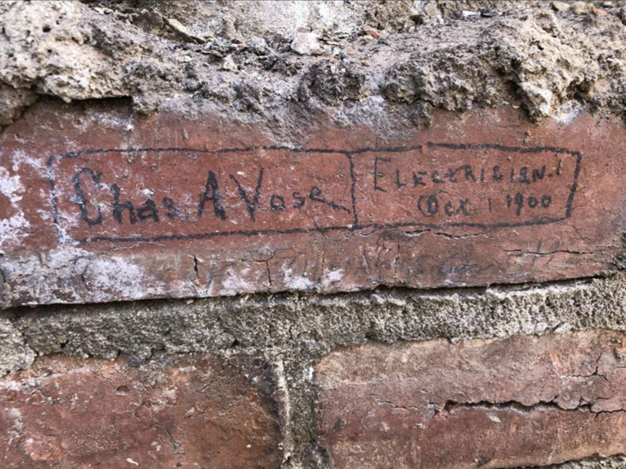 Images of bricks signed by electrician