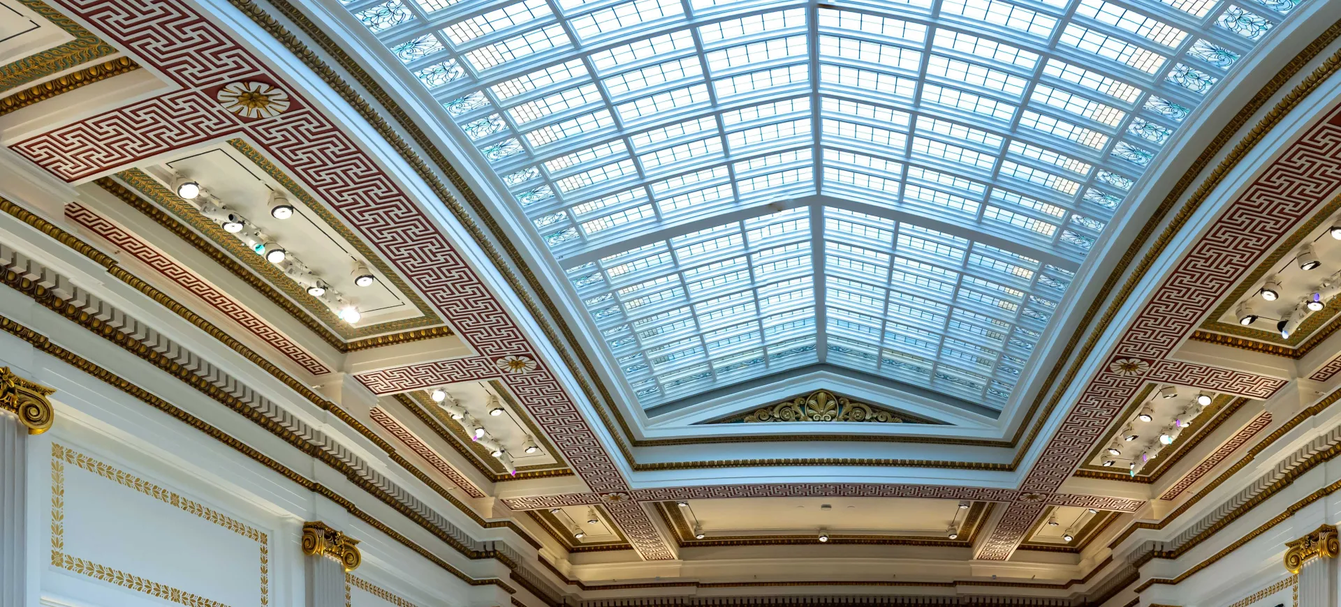 A photograph of the building's ceiling.