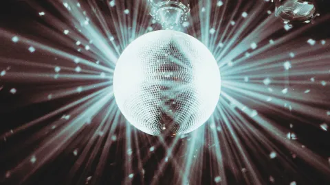 A photograph of a disco ball